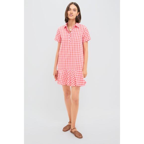 TUCKERNUCK Orange and Pink Seersucker Short Sleeve May Dress Size S NWT - Picture 4 of 7